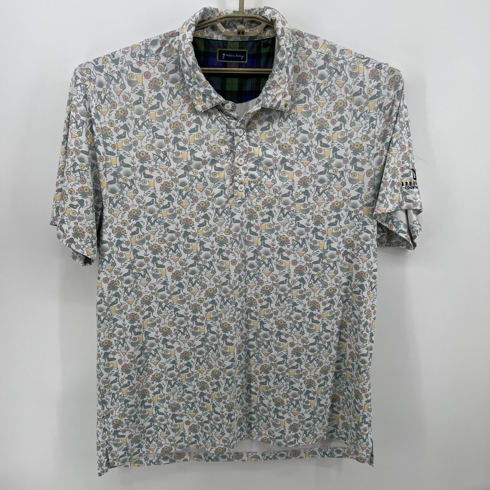 William Murray Mens XL Golf Polo Shirt Cocktails Bikini Girl Floral Performance